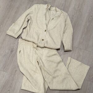 Uniqlo Beige Track Pants & Cardigan Set